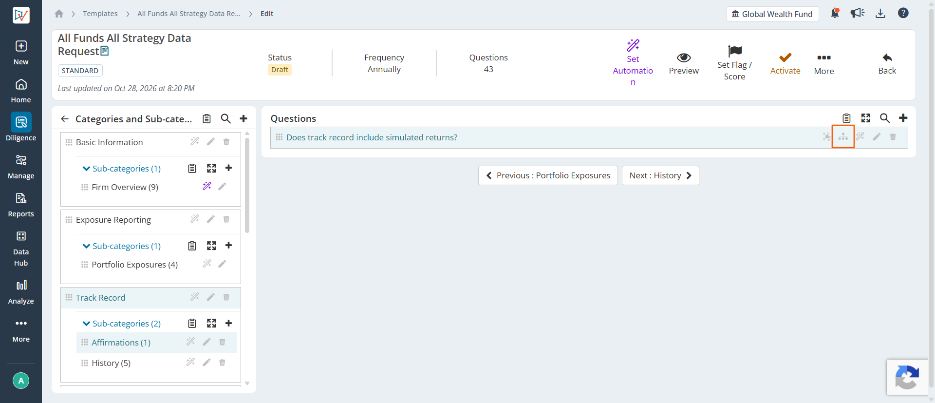 The Nested Logic icon in the Questions panel