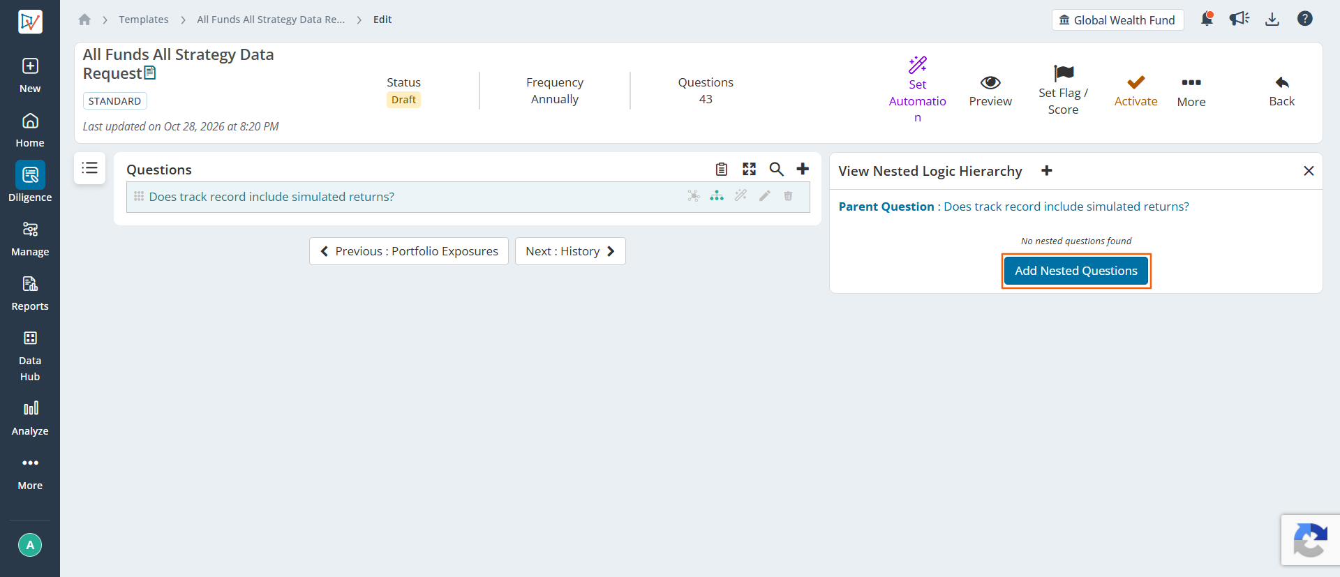 The View Nested Logic Hierarchy panel